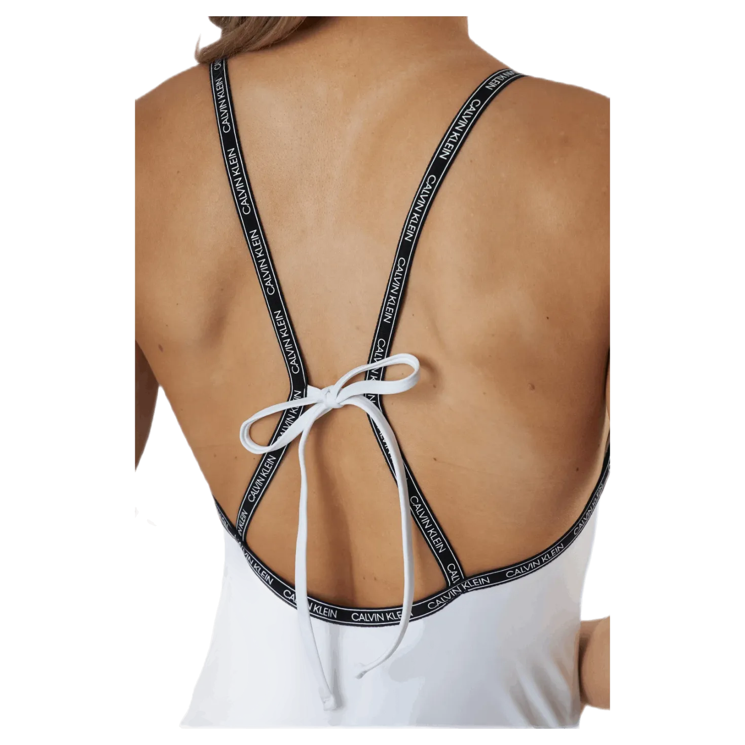Core Logo Tape Square Neck Swimsuit White