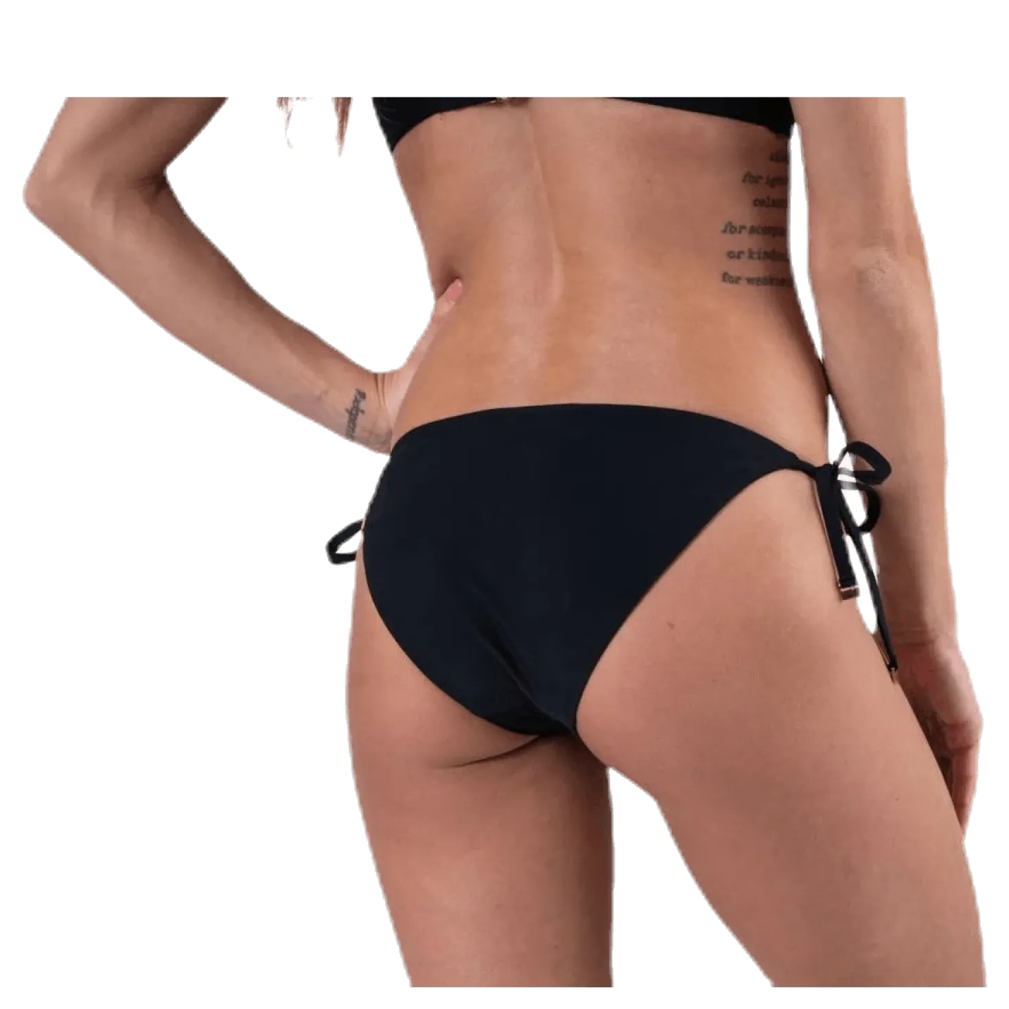 Core Solid String Side Tie Bikini Black