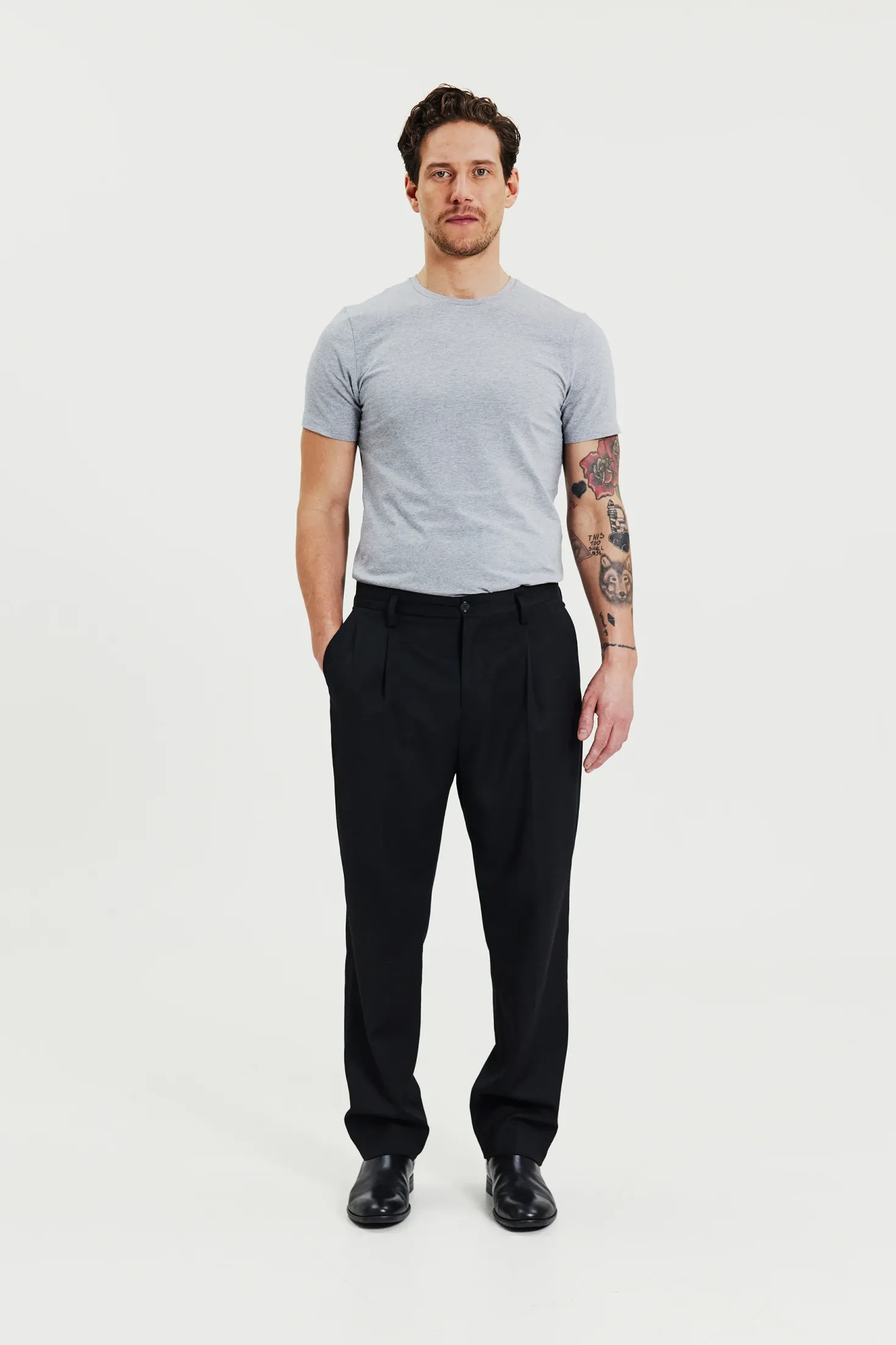 Crew-Neck Slim Grey Melange