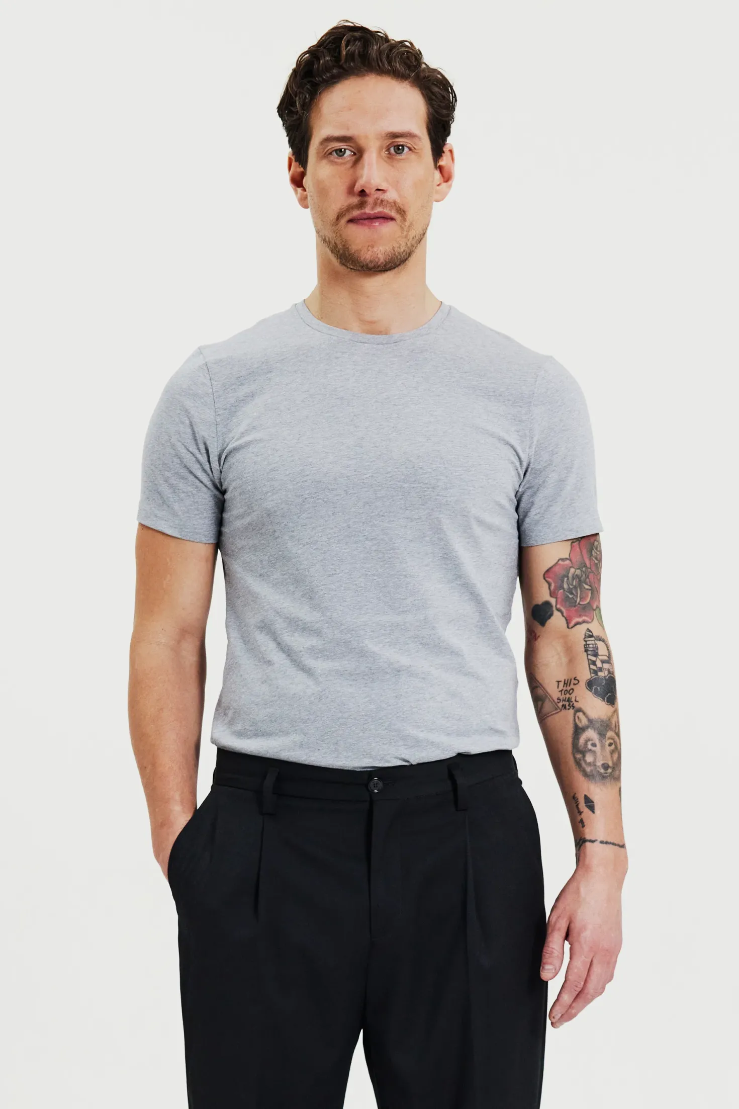 Crew-Neck Slim Grey Melange