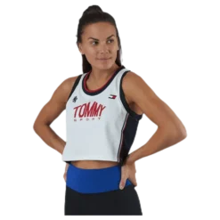 Crop Tommy Tank Top Blue/White