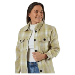 Deena-Oma L/S Check Shacket Cc Pnt White
