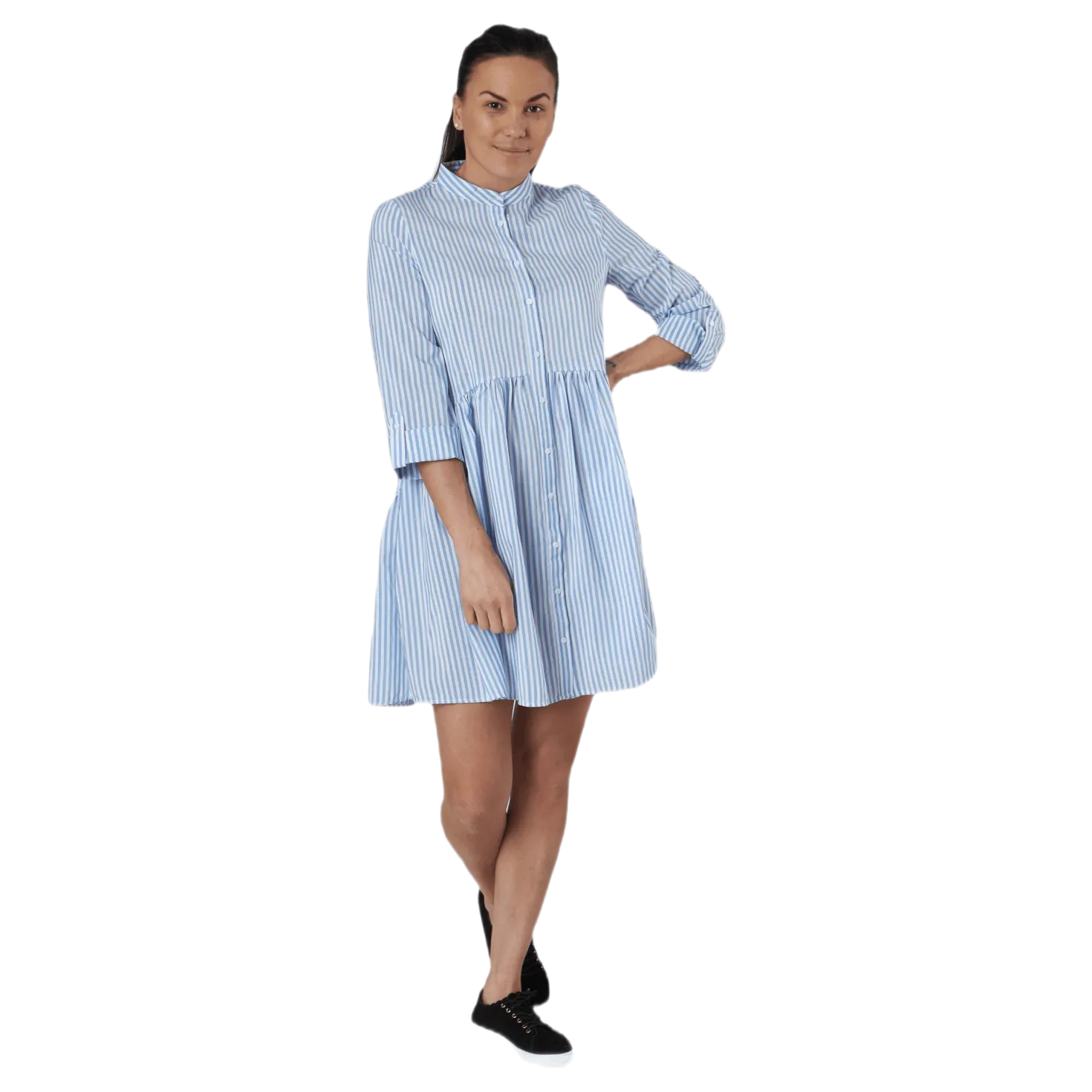 Ditte Life Stripe 3/4 Dress W White
