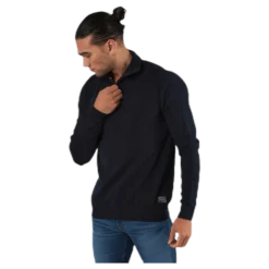 Eli Knit High Neck Zip White