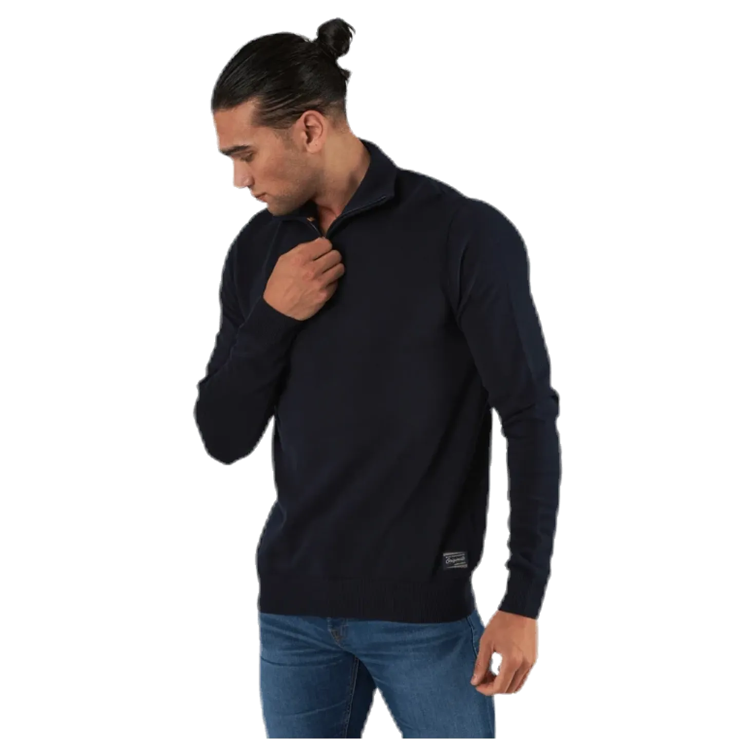 Eli Knit High Neck Zip White