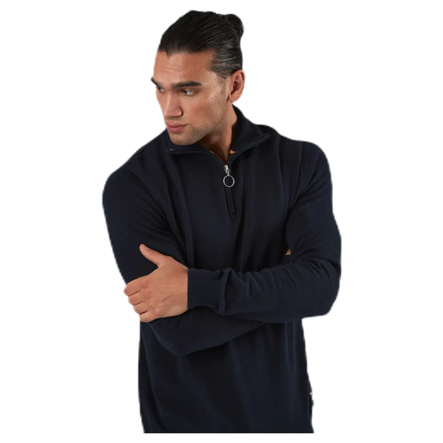 Eli Knit High Neck Zip White