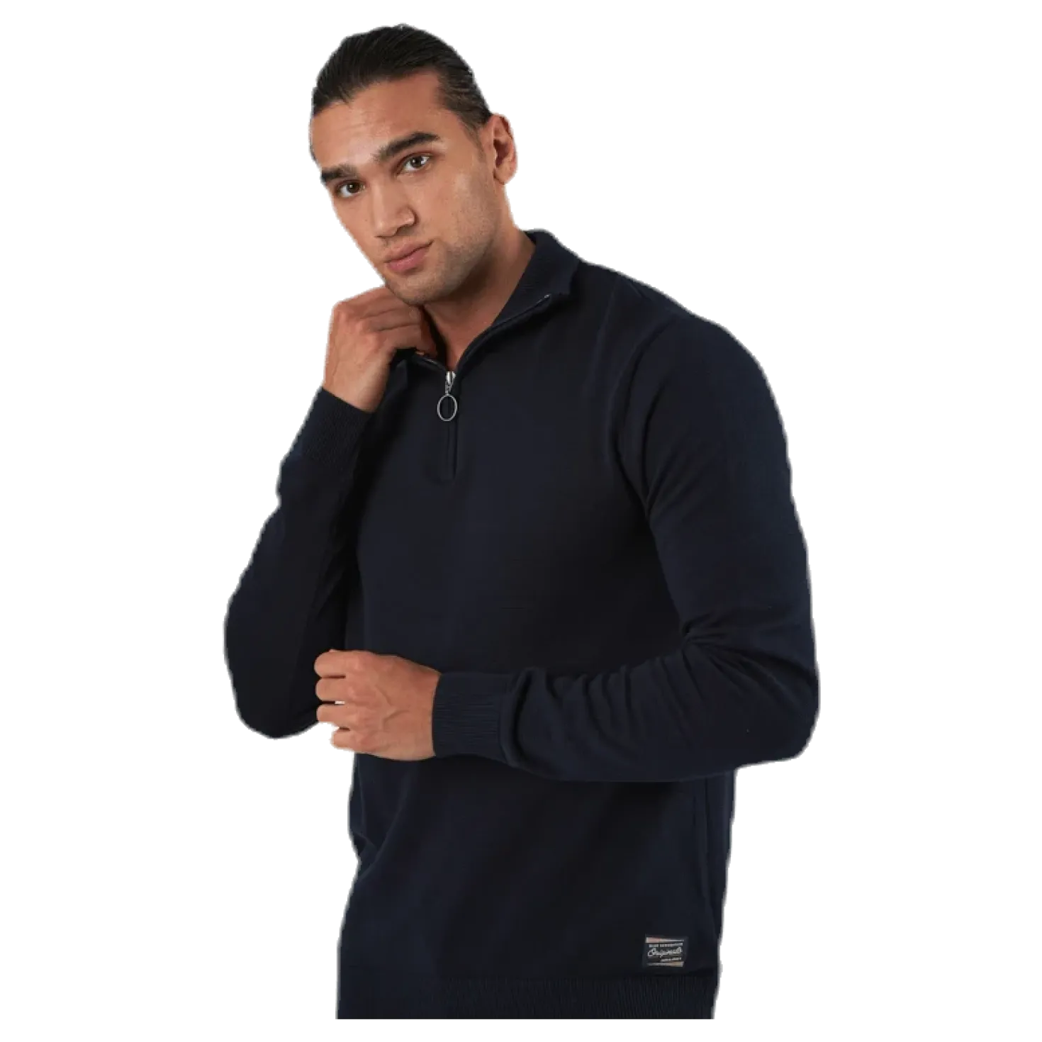 Eli Knit High Neck Zip White