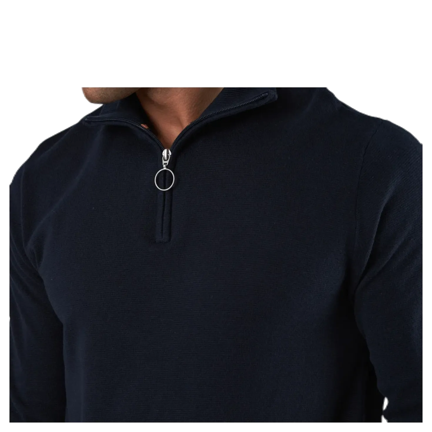 Eli Knit High Neck Zip White