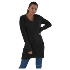 Ellen Ls V-Neck Knit Dress Black