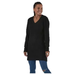 Ellen Ls V-Neck Knit Dress Black