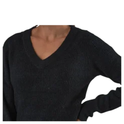Ellen Ls V-Neck Knit Dress Black