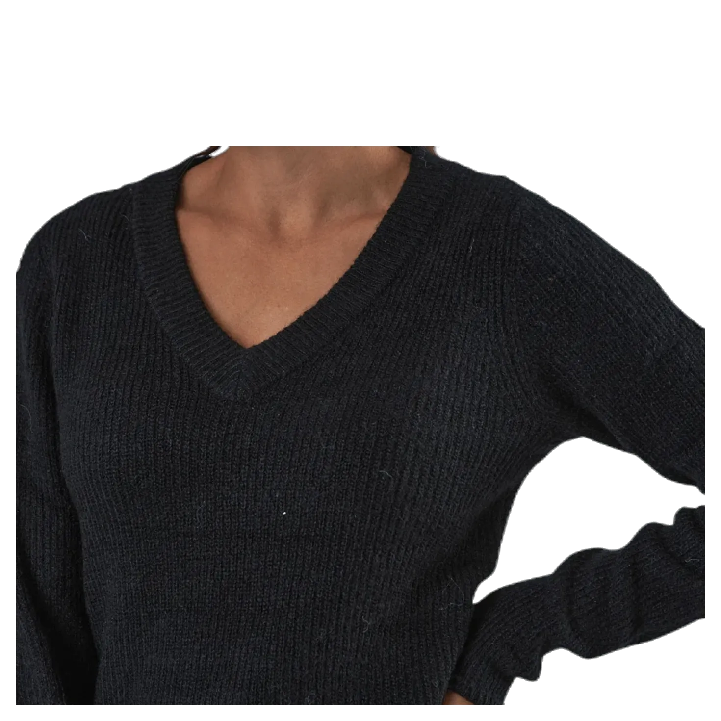 Ellen Ls V-Neck Knit Dress Black
