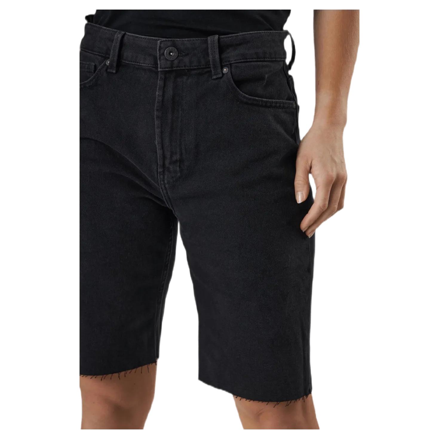 Emily Hw Long Shorts Raw Bb Mas0033 Black