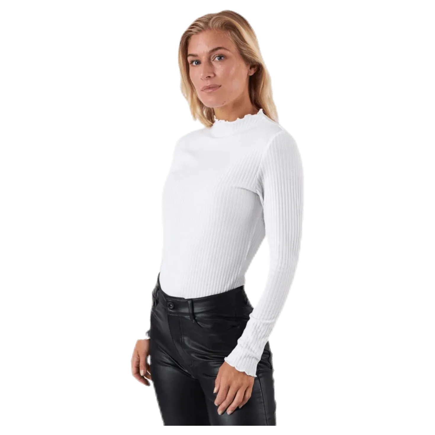 Emma L/S High Neck Top Jrs Beige