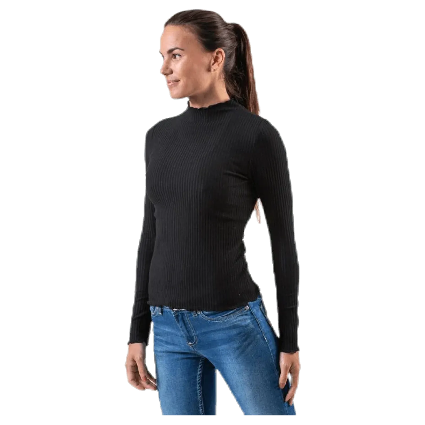 Emma L/S High Neck Top Jrs Black
