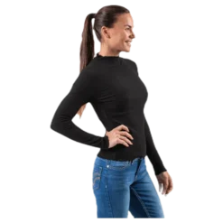 Emma L/S High Neck Top Jrs Black