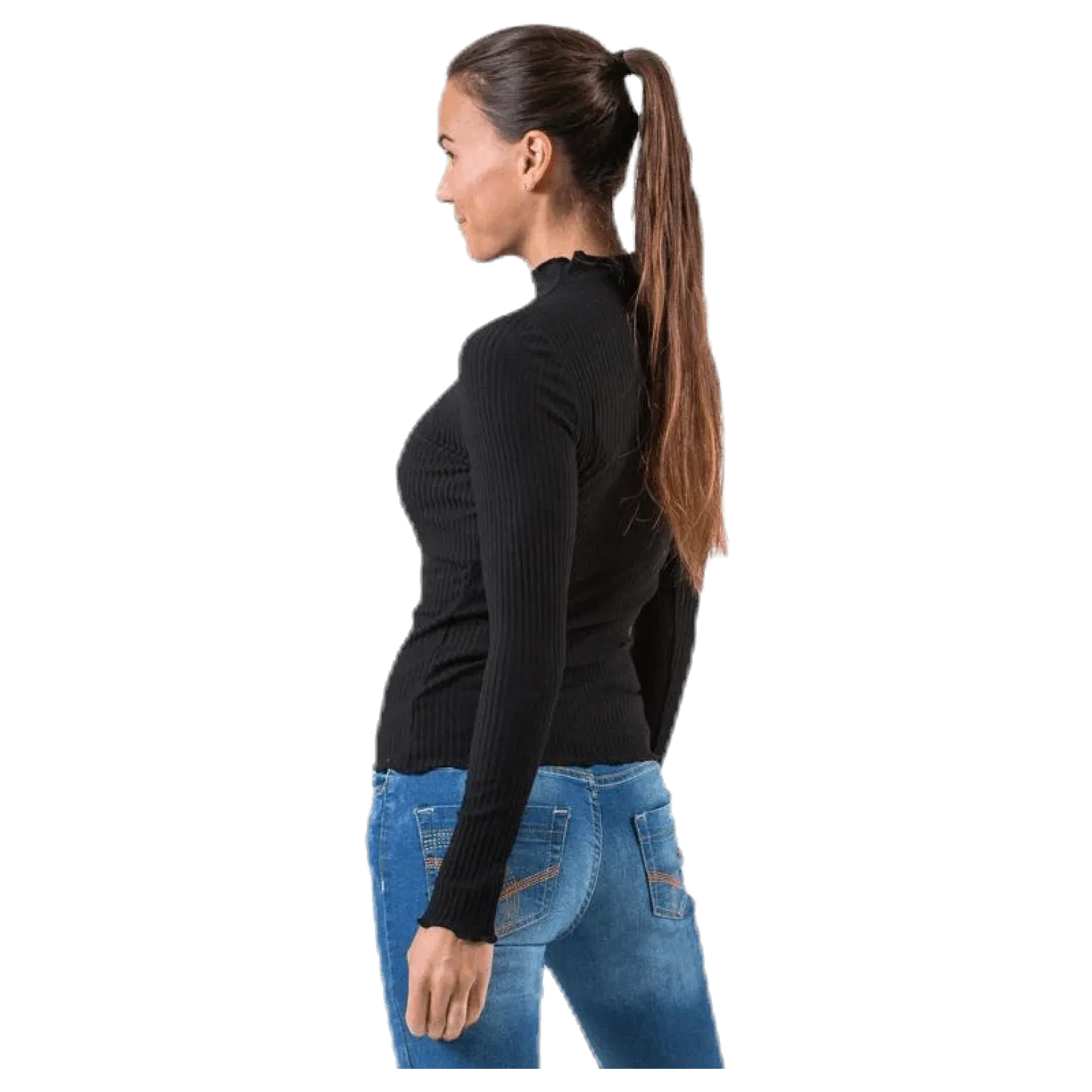 Emma L/S High Neck Top Jrs Black