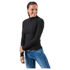 Emma L/S High Neck Top Jrs Black