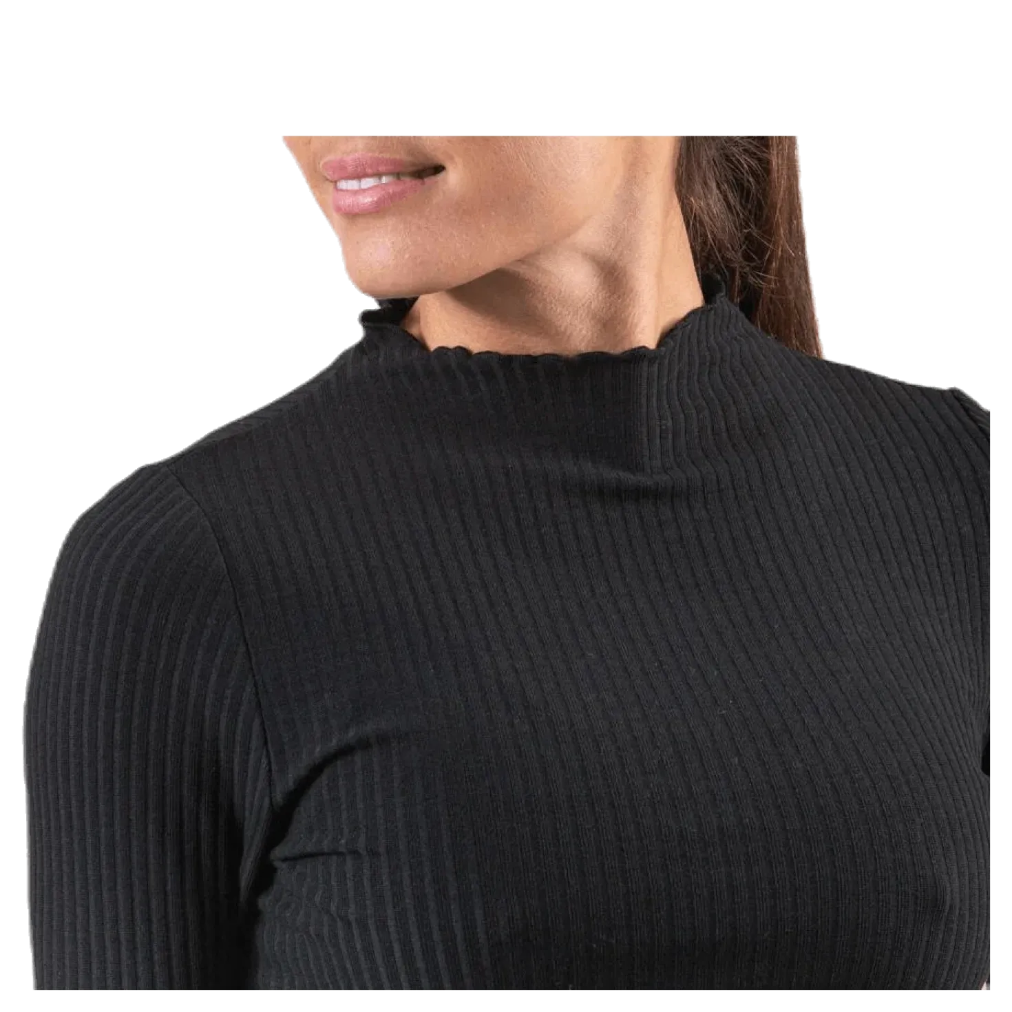 Emma L/S High Neck Top Jrs Black