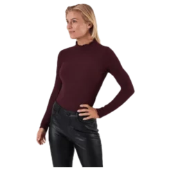Emma L/S High Neck Top Jrs Brown