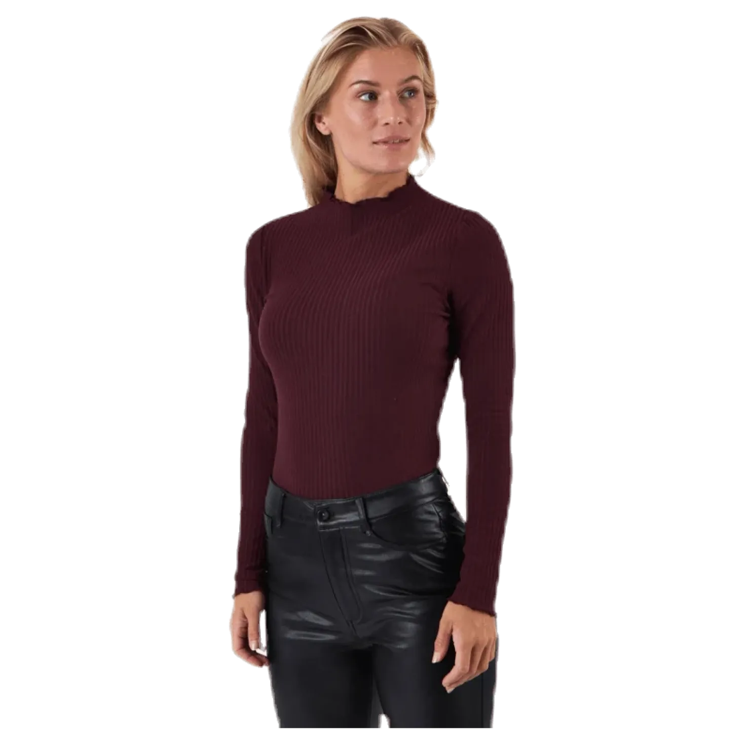 Emma L/S High Neck Top Jrs Brown
