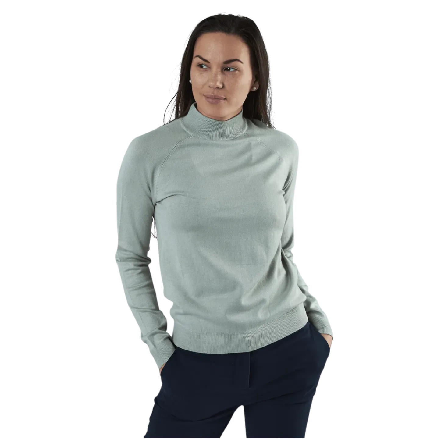 Esera Ls High Neck Knit Green