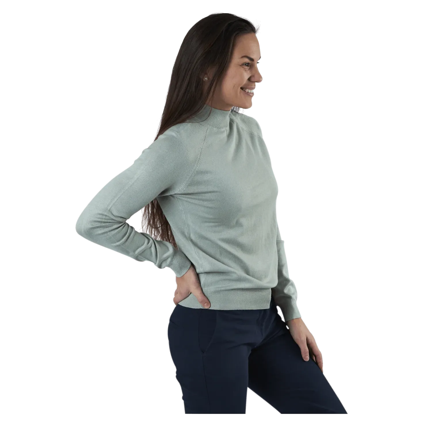 Esera Ls High Neck Knit Green