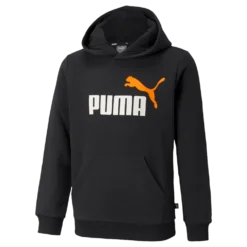 Ess+ 2 Col Big Logo Hoodie Fl Puma Black-vibrant Orange