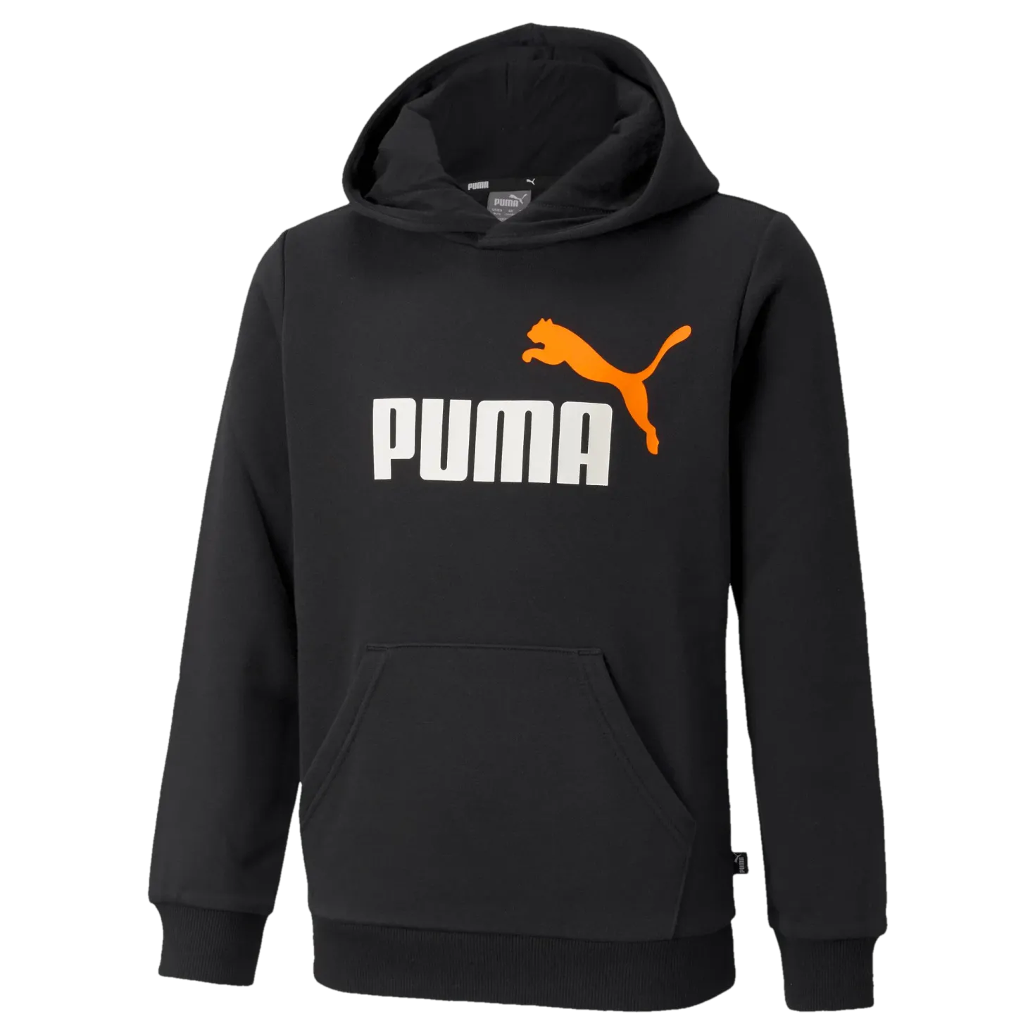 Ess+ 2 Col Big Logo Hoodie Fl Puma Black-vibrant Orange
