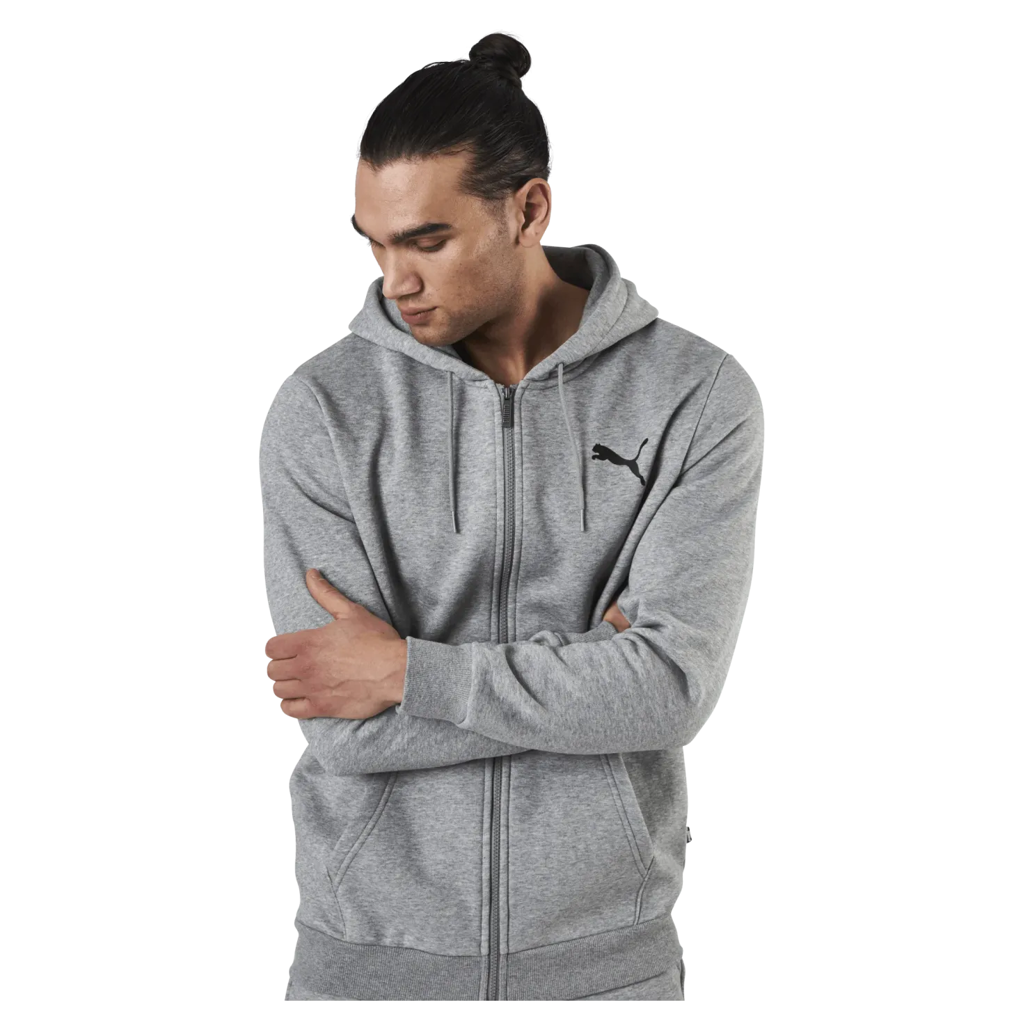 Essential Small Logo Fz Hoodie Fl Grey