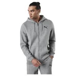 Essential Small Logo Fz Hoodie Fl Grey