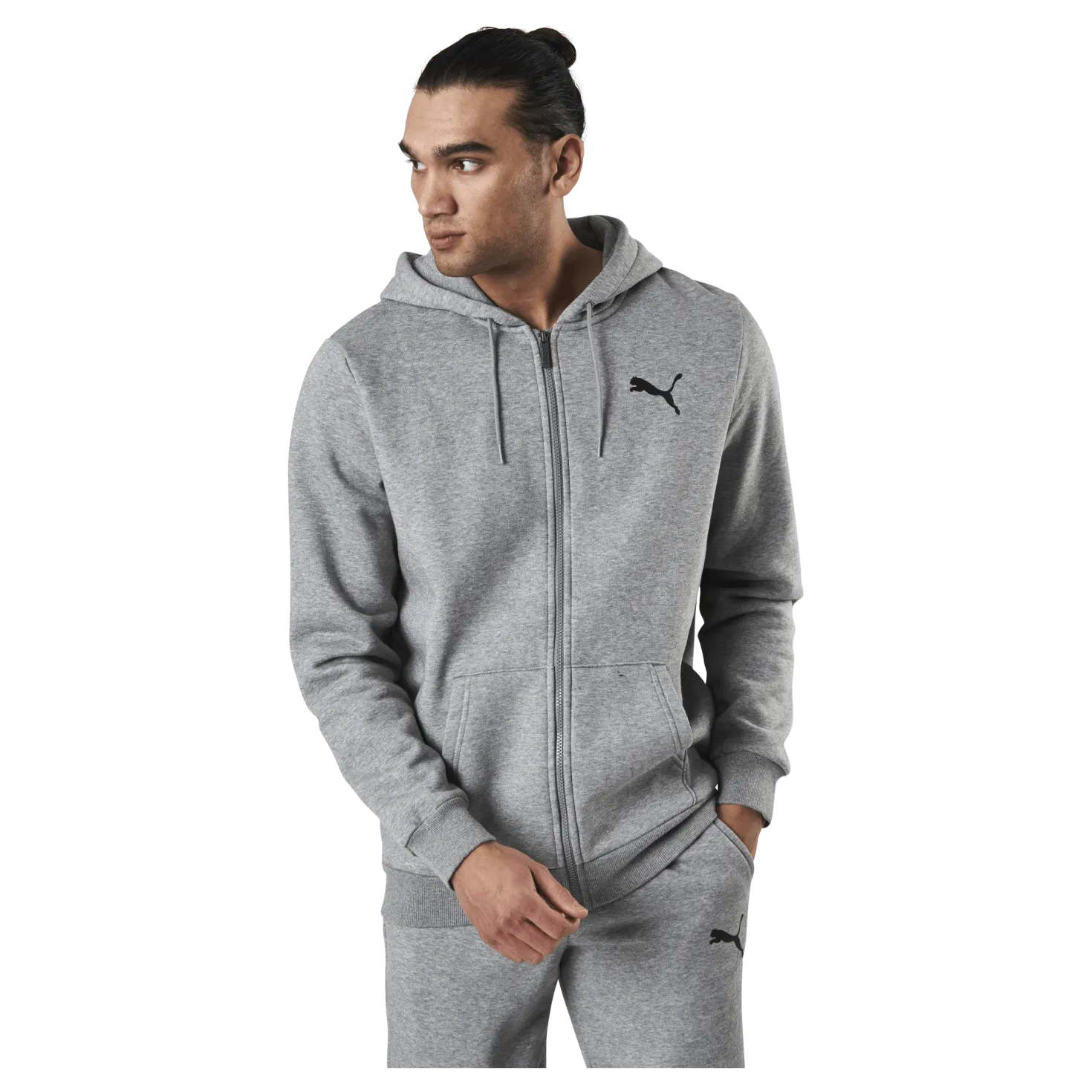 Essential Small Logo Fz Hoodie Fl Grey