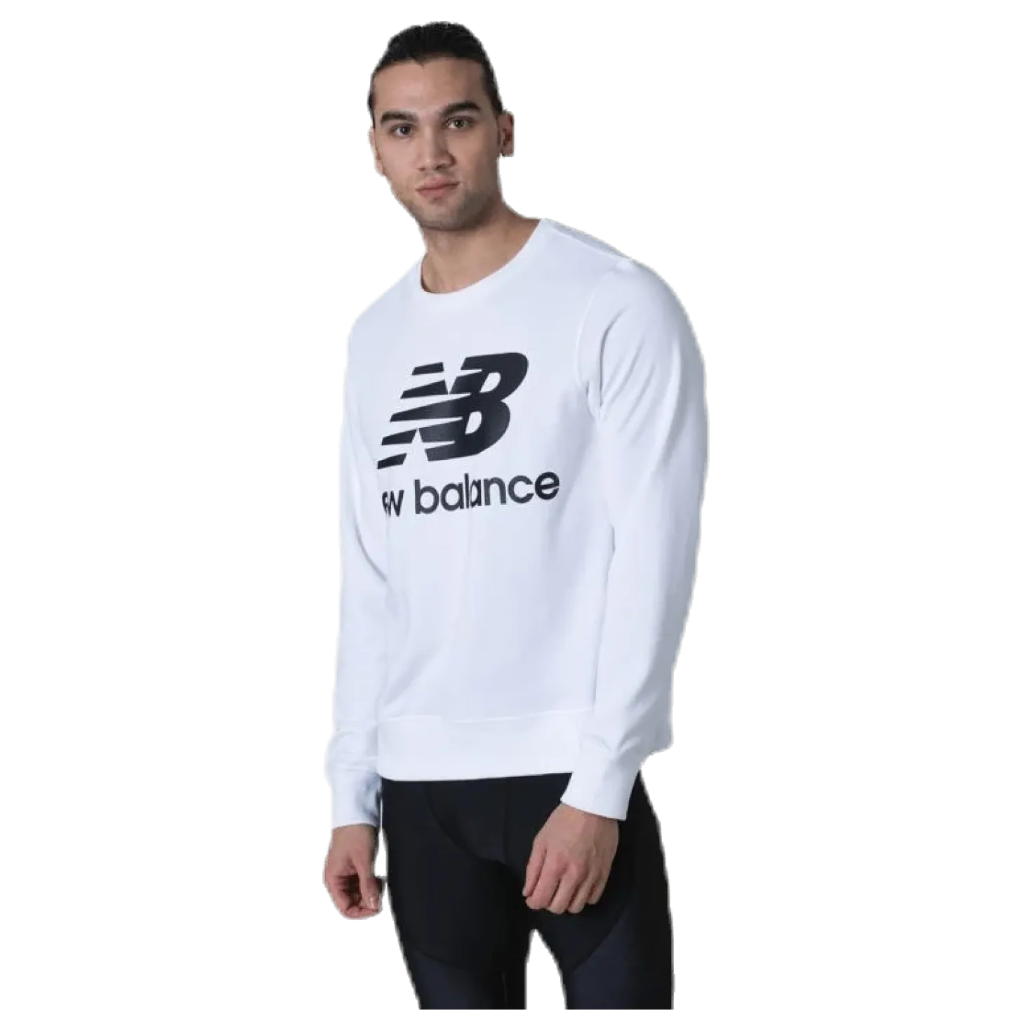 Essentials Stacked Logo Crew White/Black