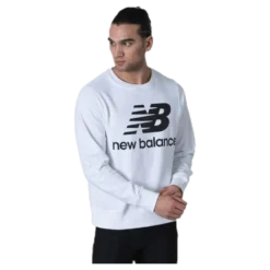 Essentials Stacked Logo Crew White/Black