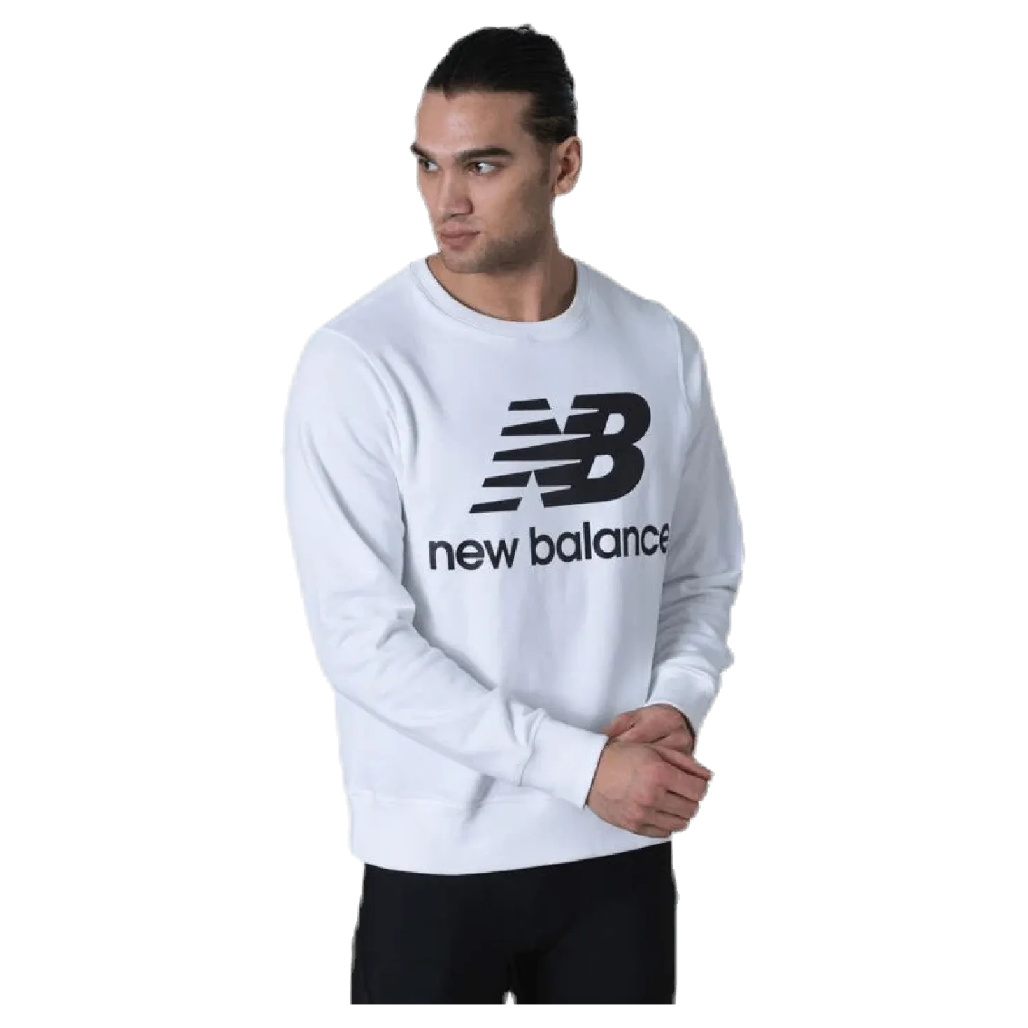 Essentials Stacked Logo Crew White/Black