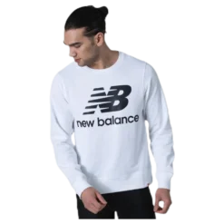 Essentials Stacked Logo Crew White/Black