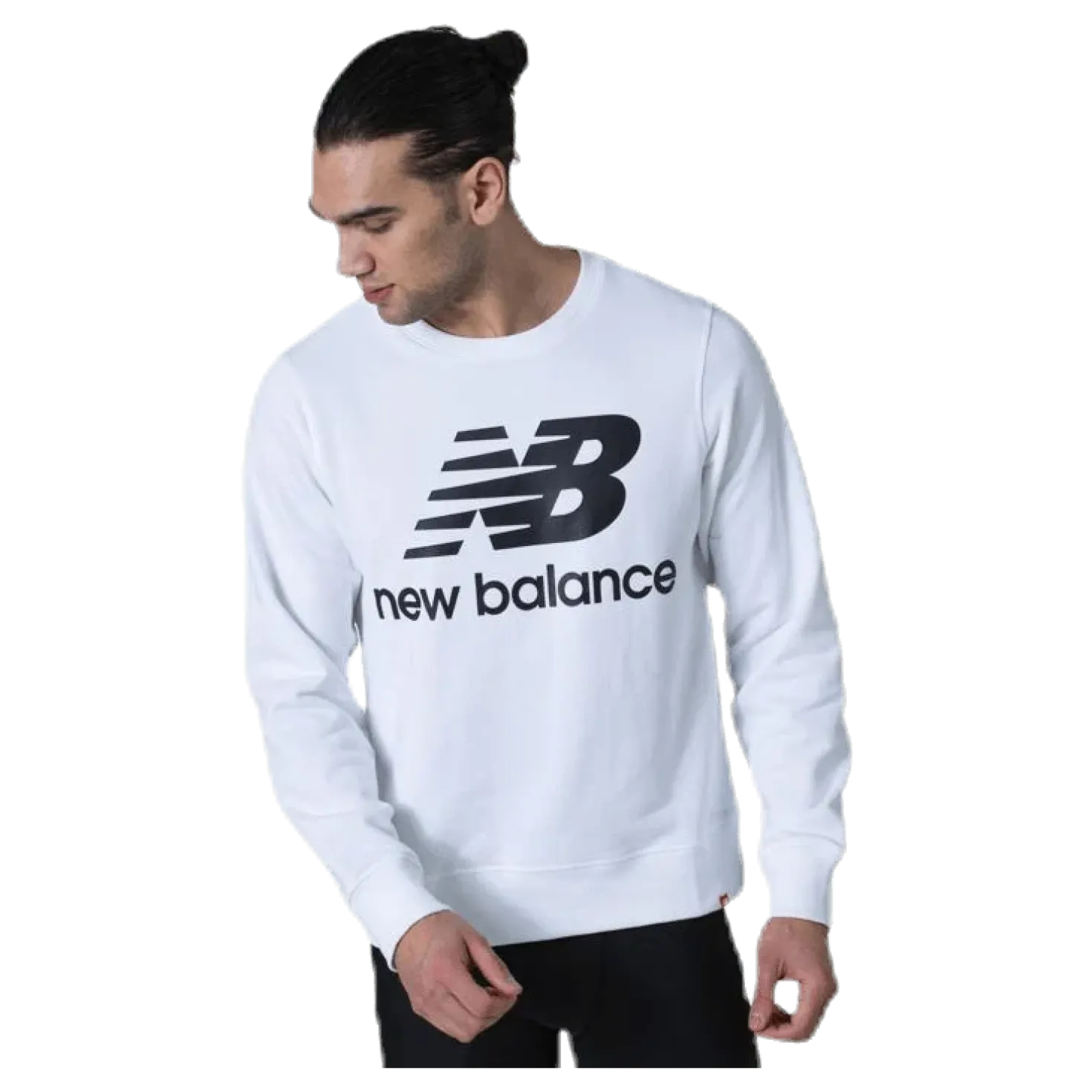 Essentials Stacked Logo Crew White/Black