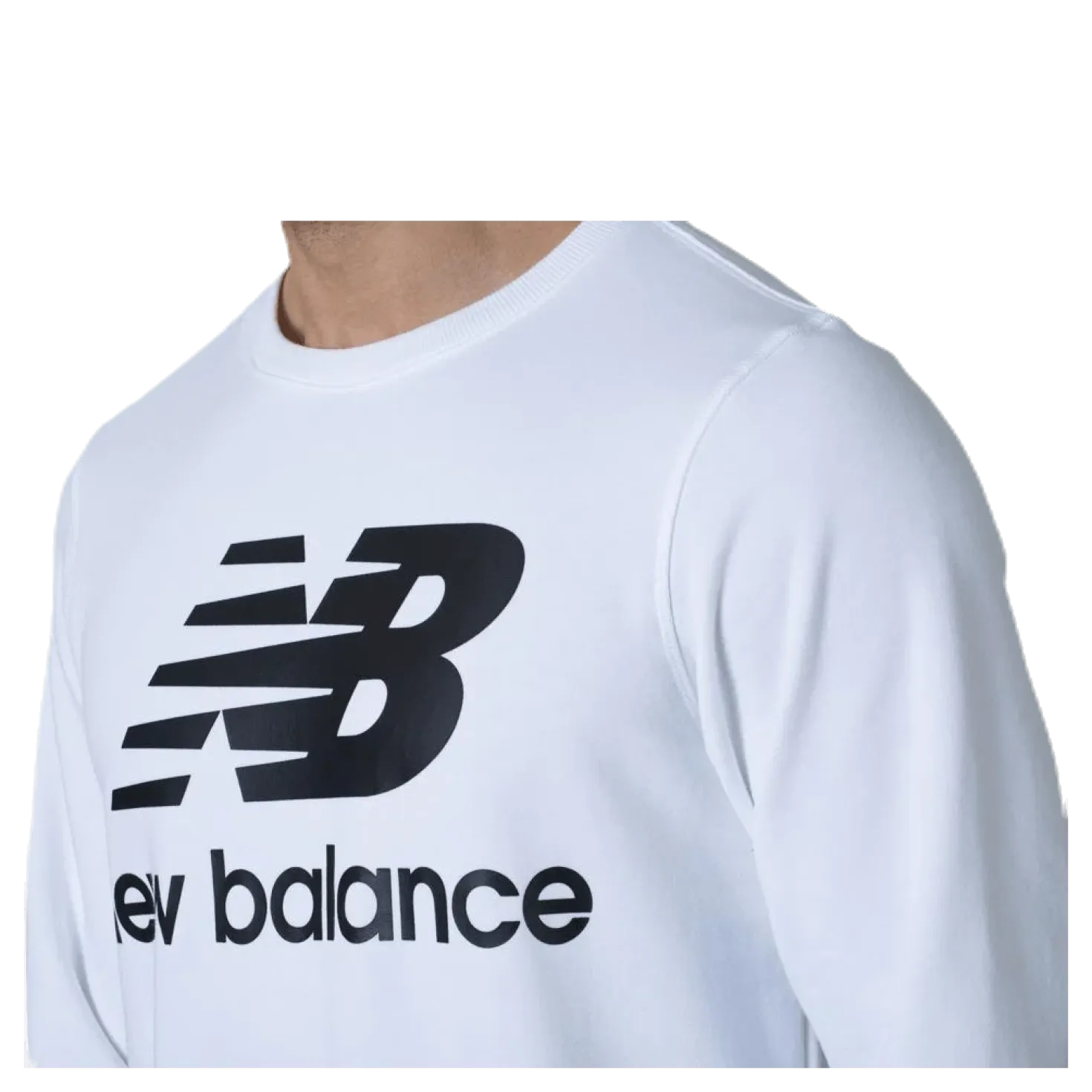 Essentials Stacked Logo Crew White/Black