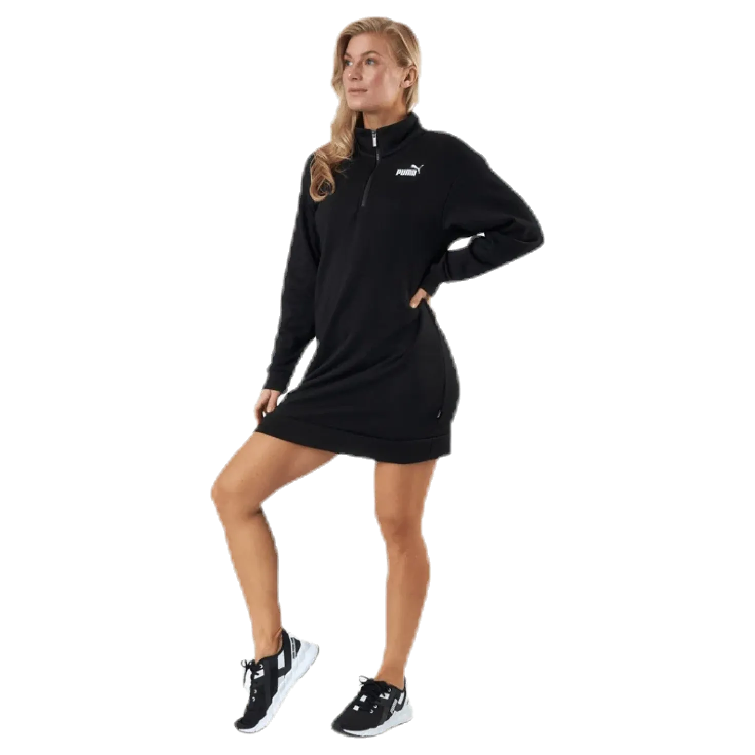 Ess+ Half-Zip Dress Tr Black