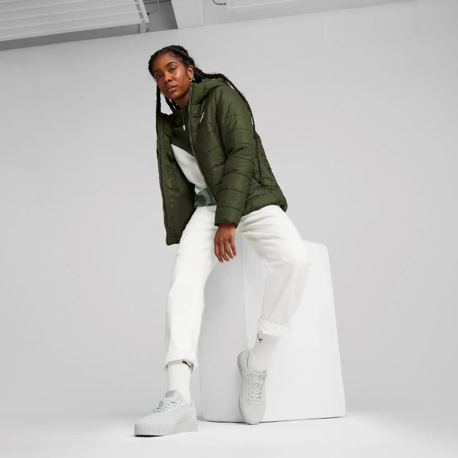 Ess Hooded Padded Jacket Myrtle