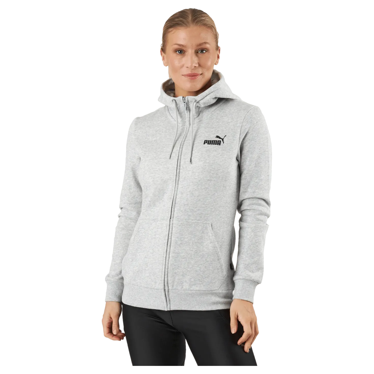 Ess Small Logo Full-zip Hoodie Light Gray Heather