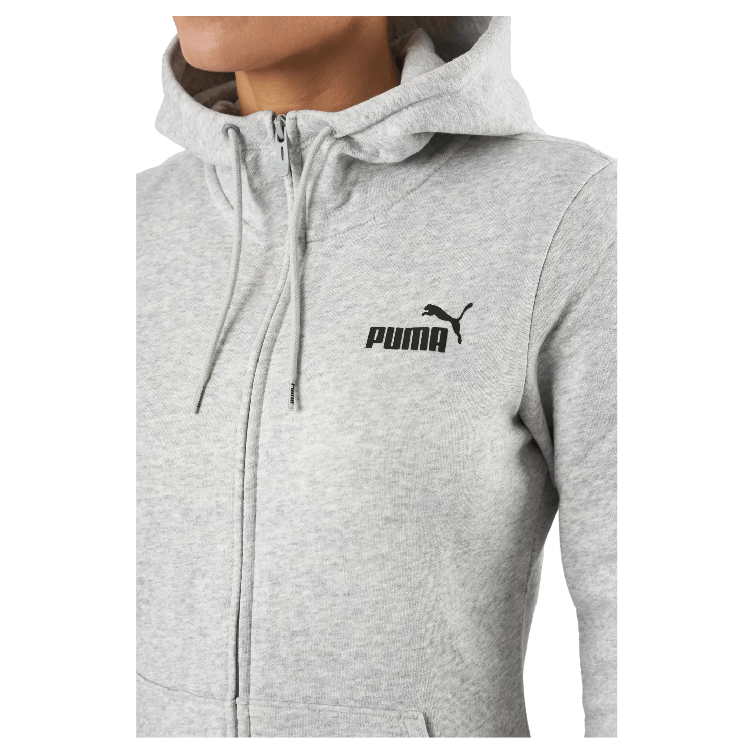 Ess Small Logo Full-zip Hoodie Light Gray Heather