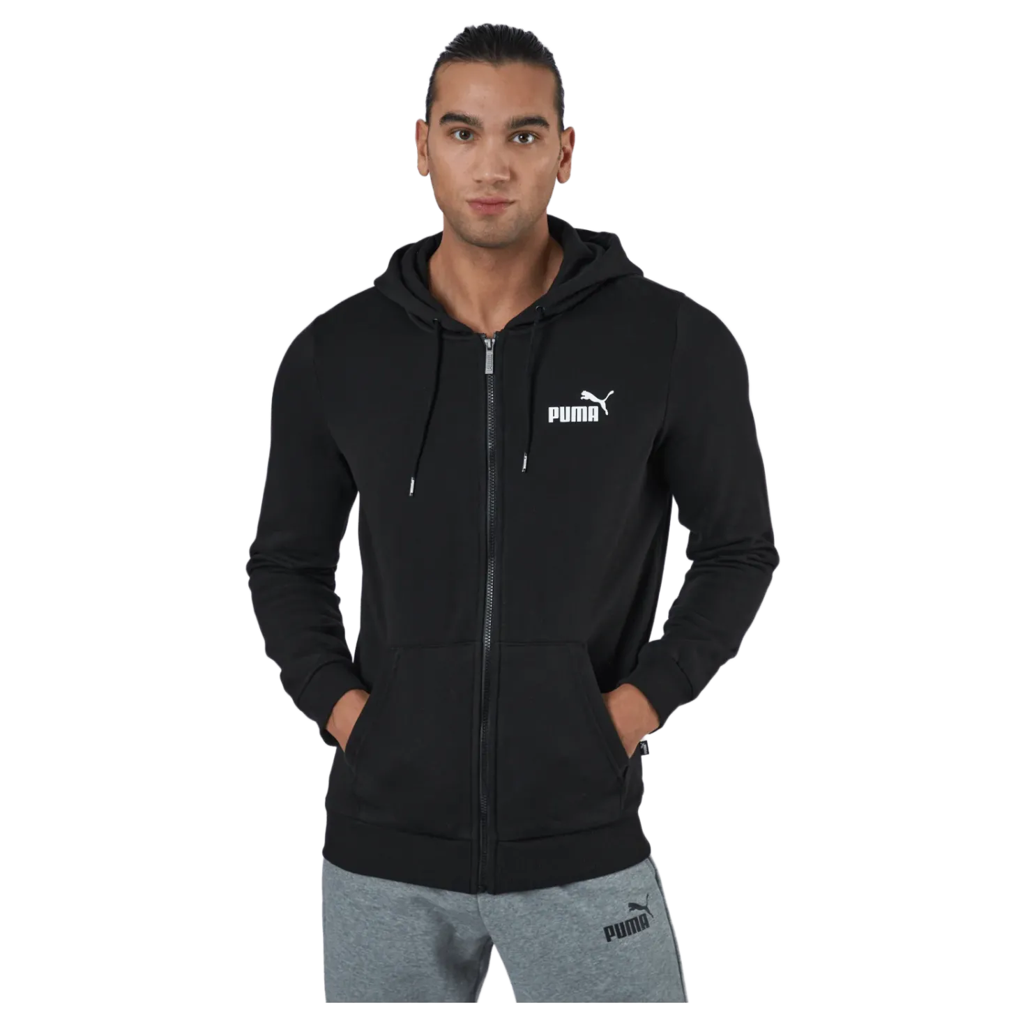 Ess Small Logo Fz Hoodie Fl Puma Black