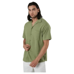 Findus Resort Shirt Ss One Pocket Green