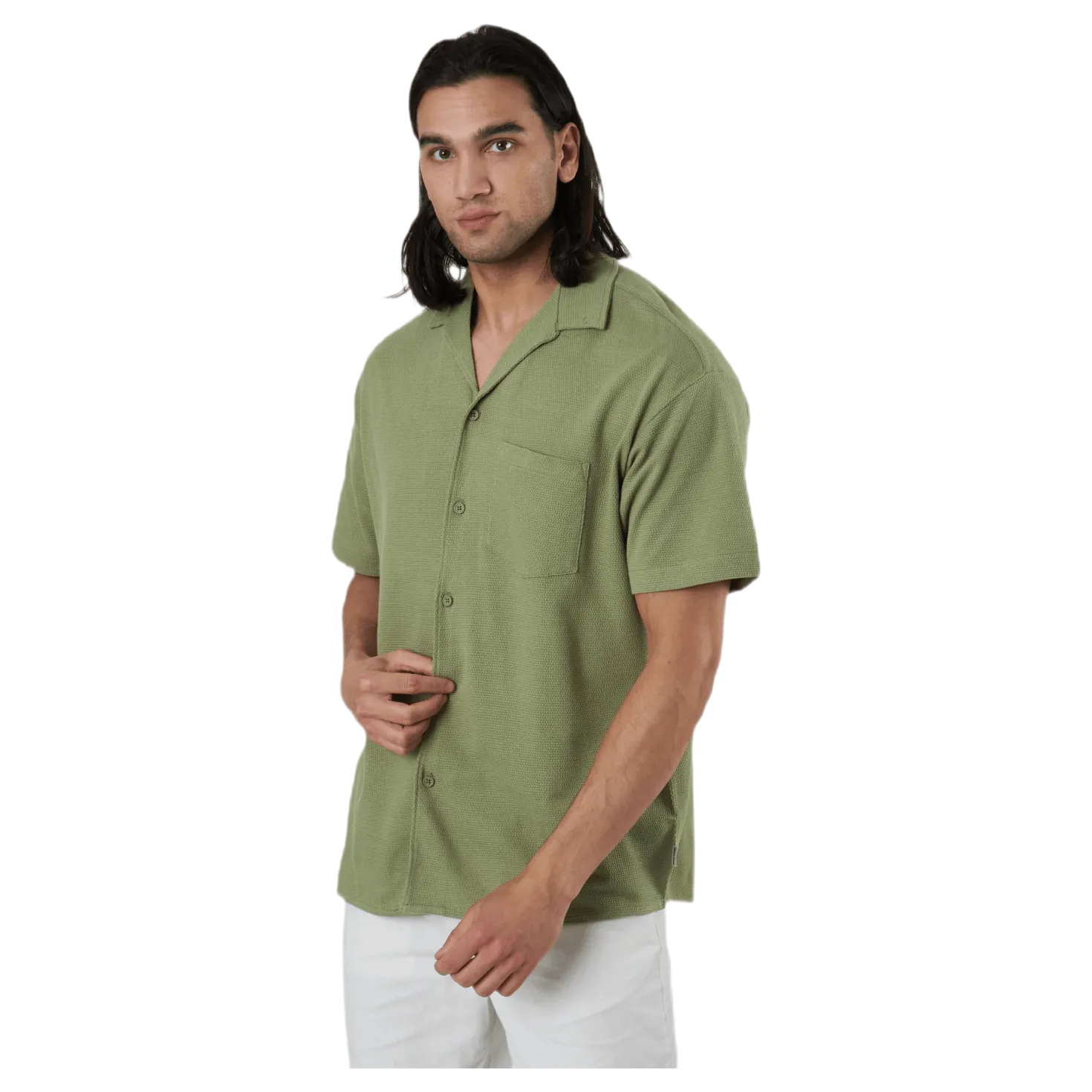 Findus Resort Shirt Ss One Pocket Green