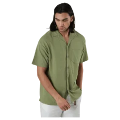 Findus Resort Shirt Ss One Pocket Green
