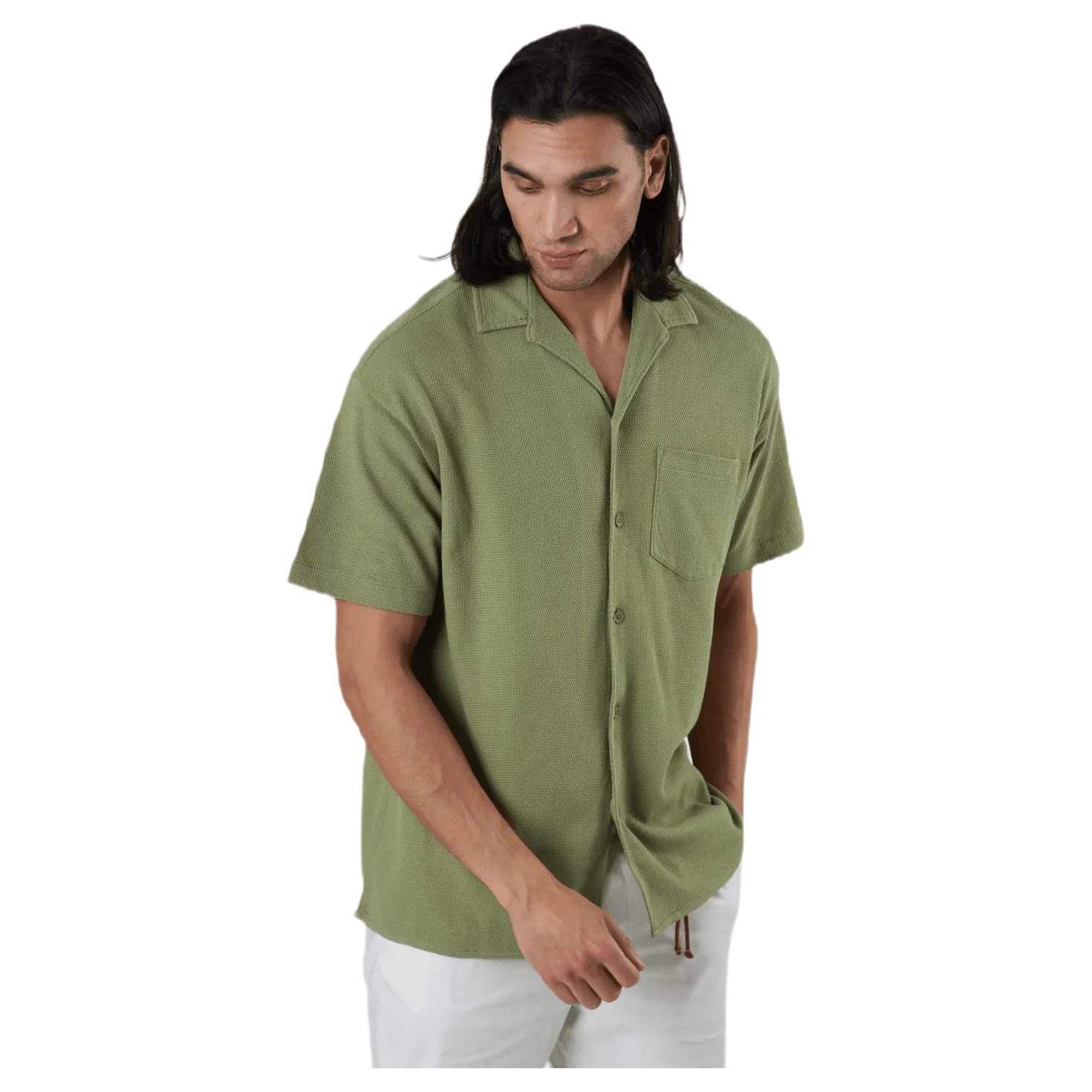 Findus Resort Shirt Ss One Pocket Green