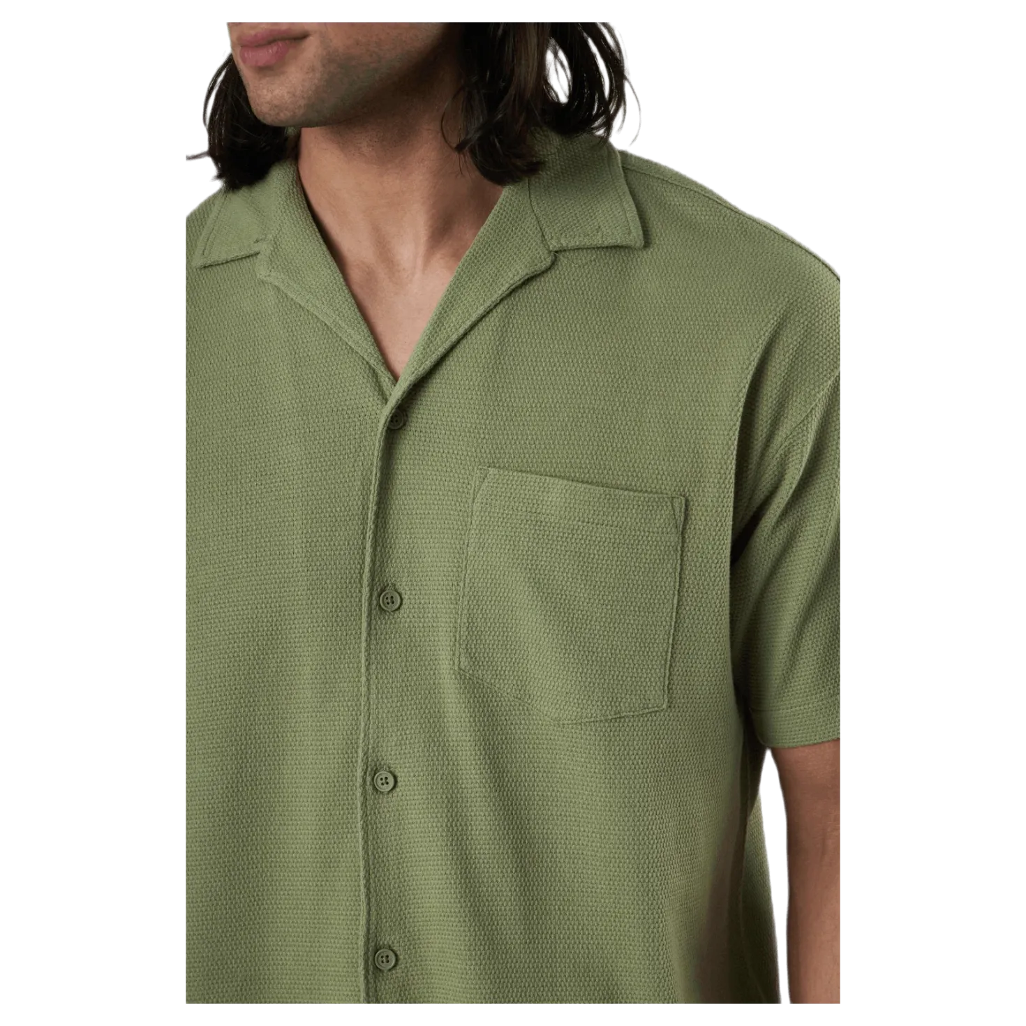 Findus Resort Shirt Ss One Pocket Green