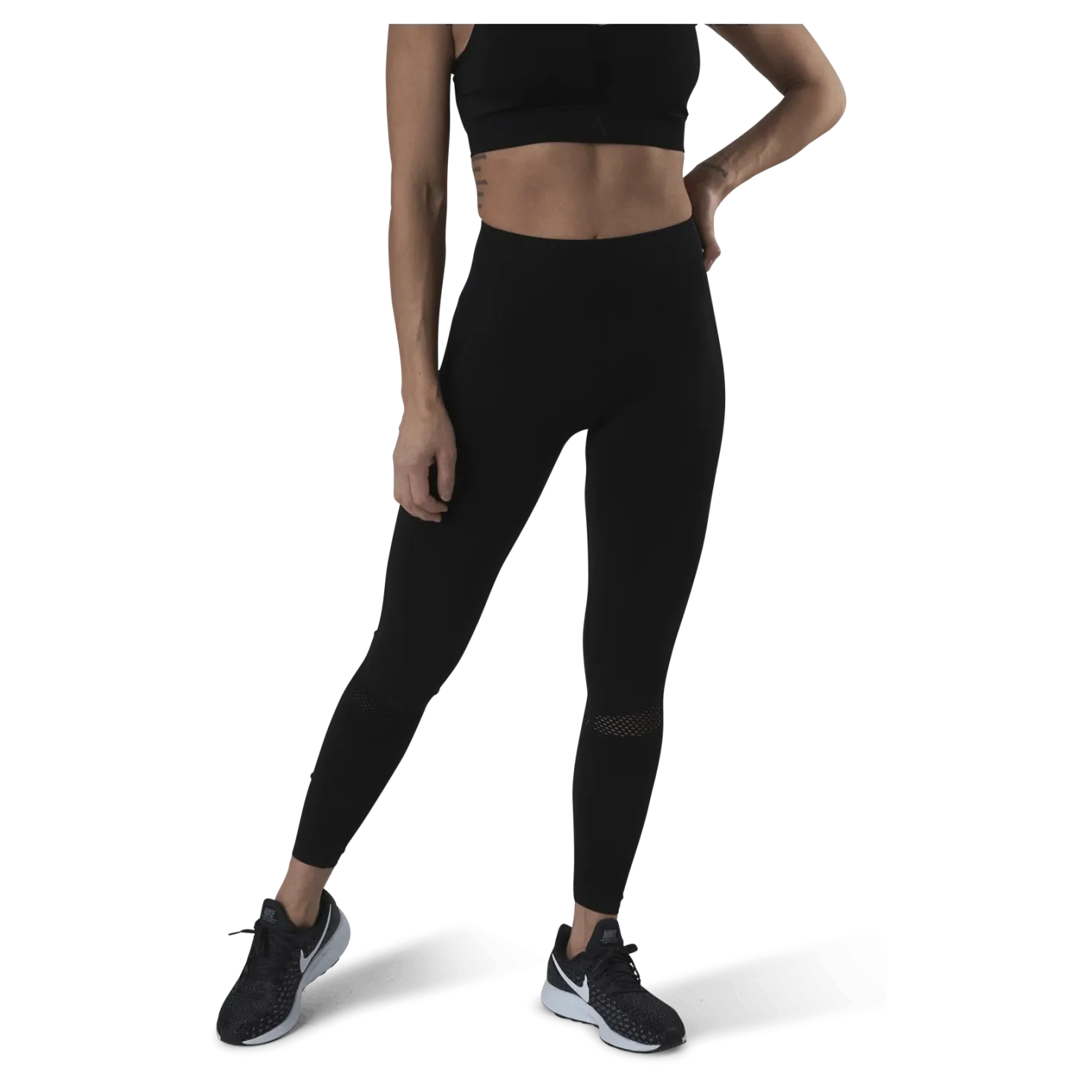 Fitness Mesh Knit Tights Black