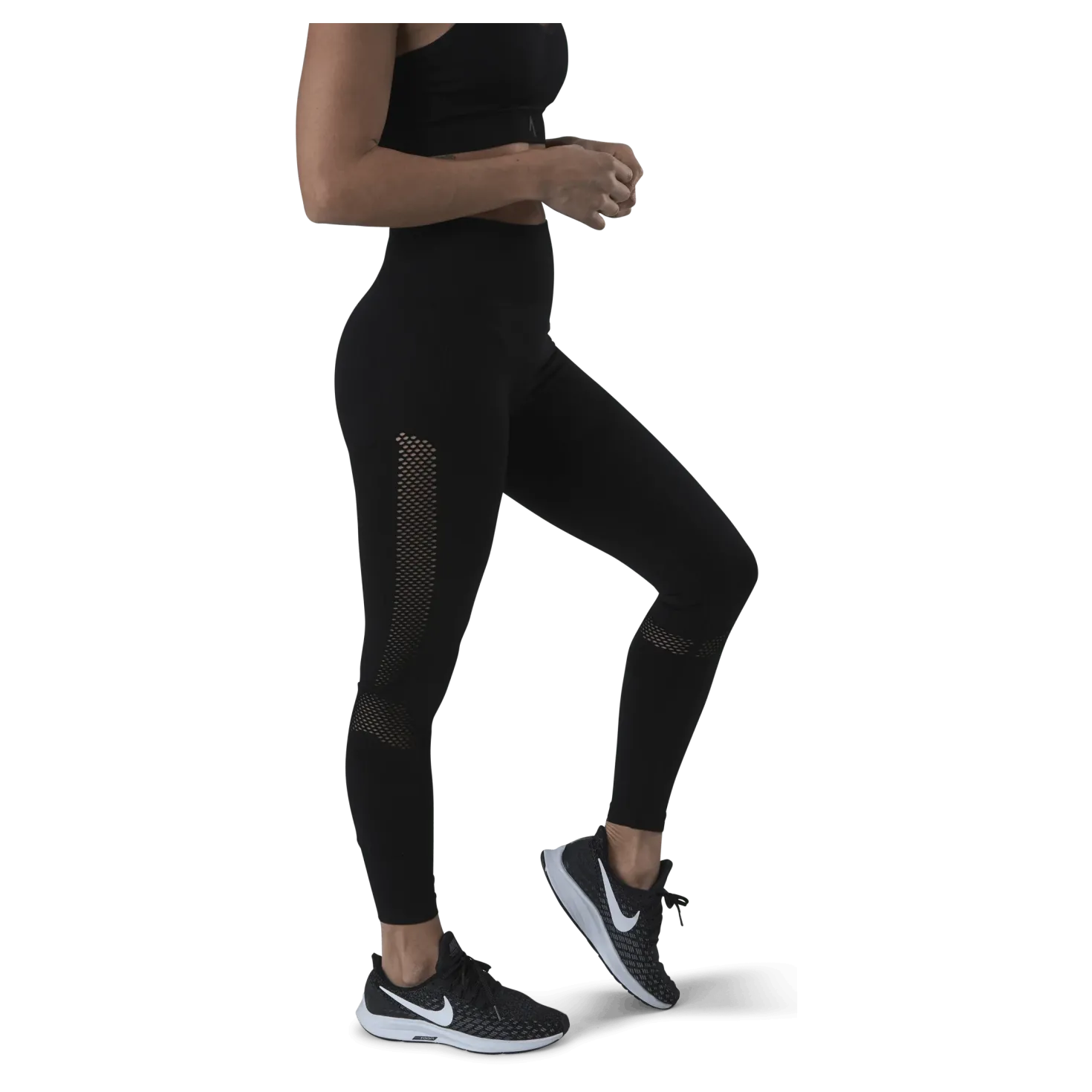 Fitness Mesh Knit Tights Black